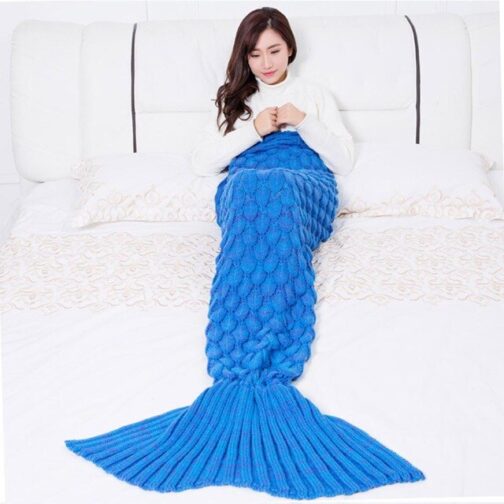 plaid Decke Meerjungfrauenflosse blau