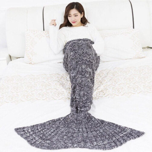 Plaid Decke Meerjungfrauenflosse grau